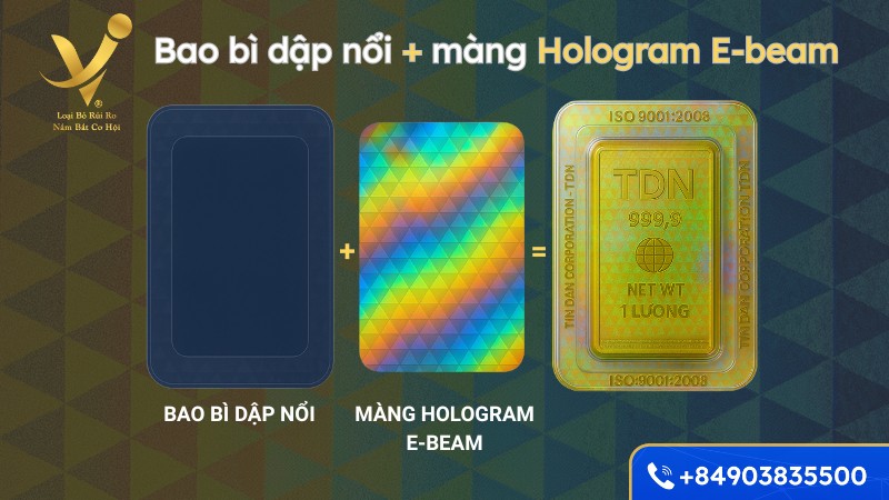 Bao bì dập nổi kết hợp với màng Hologram E-beam