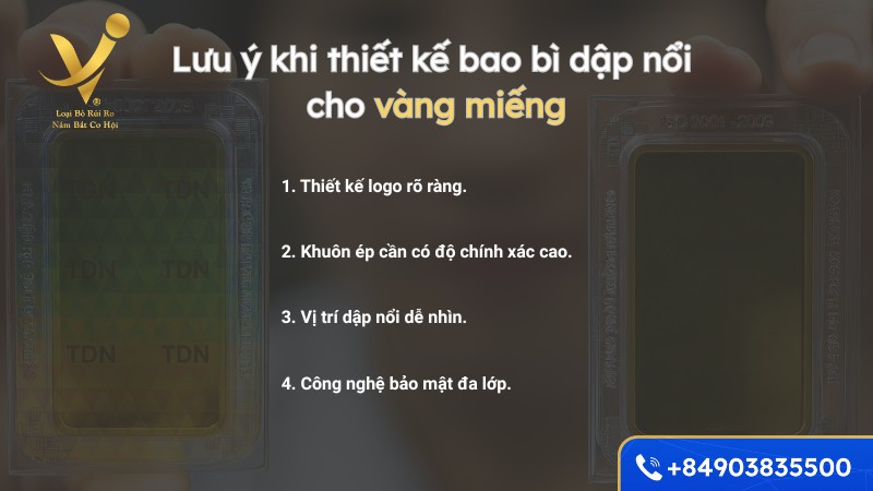 Những lưu ý khi thiết kế bao bì dập nổi cho vàng miếng